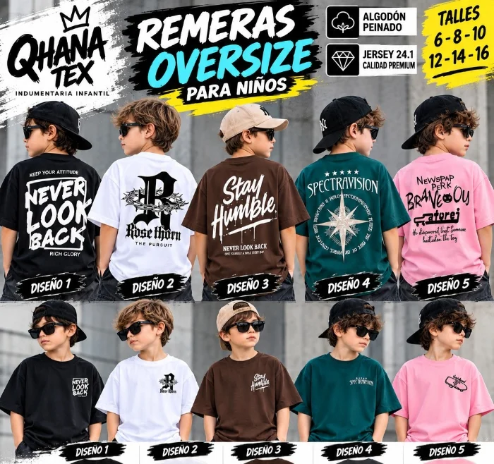 Remeras Oversize  Nenes Algodón Peinado