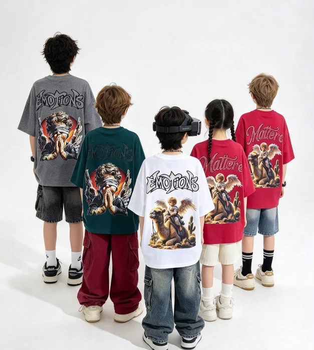Remeras Oversise Niños Doble Estampados con Strax Brillos