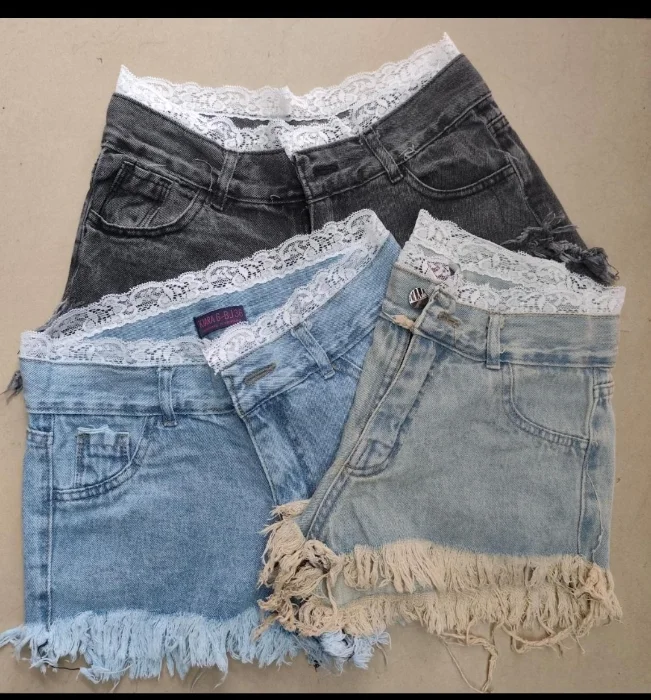 Shorts de Jeans con Encaje
