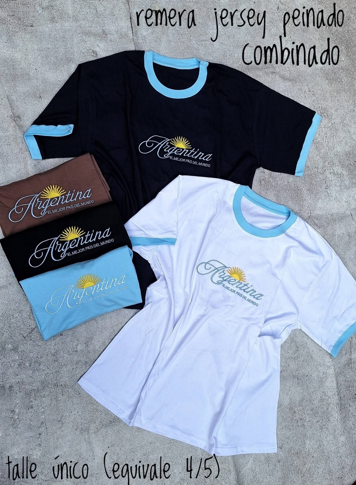 Remera Argentina Bordado Algodón Peinada - Imagen 2