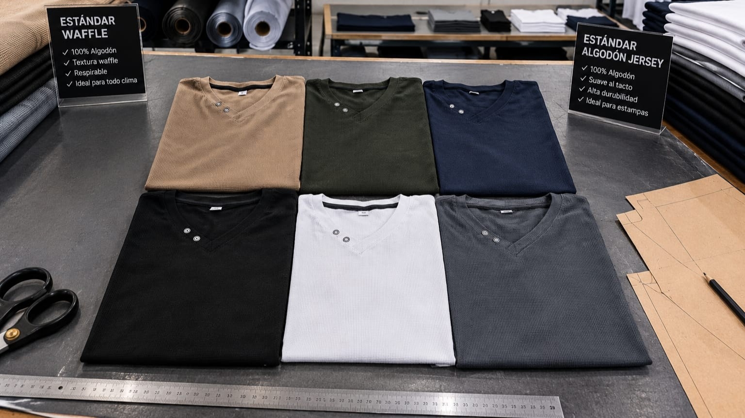 Remera Wafle Cuello V y Botones - Imagen 3