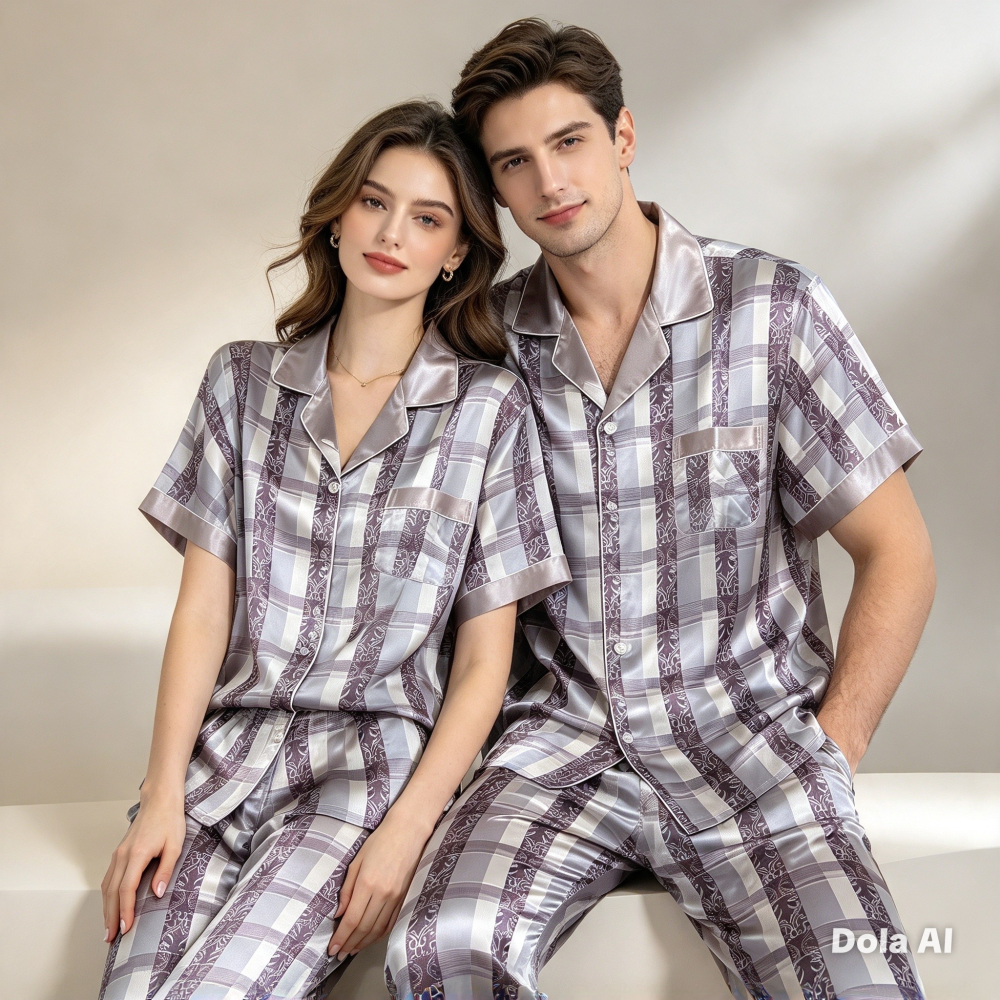 Pijamas 2 Piezas Seda Unisex - Imagen 3