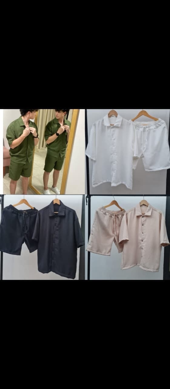 Conjunto Short y Camisa de Lino Premium con Spandex para Caballeros Talles del 2 al 6 - Imagen 3