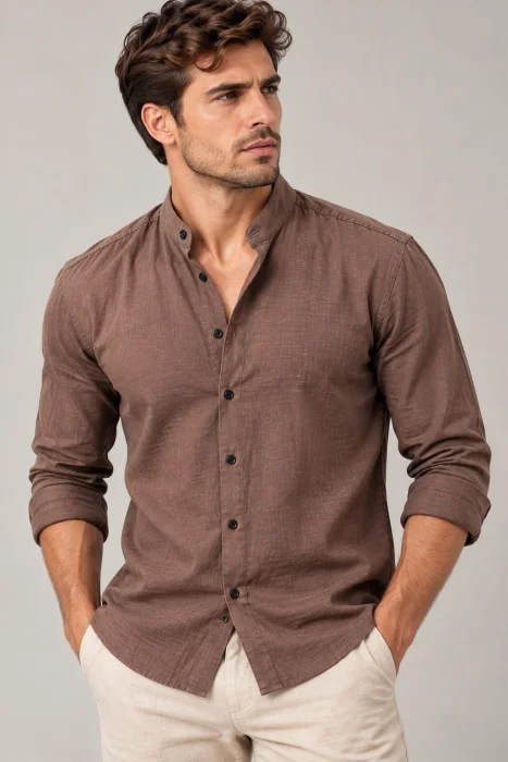 Camisas de Lino Cuello Mau