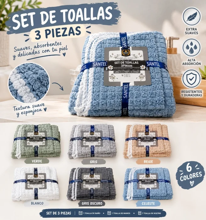 Set de Toallas 3 Piezas