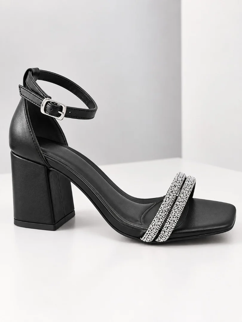 Sandalias de Fiesta con Taco Cuadrado Tiras Brillosas Sofy - Imagen 1