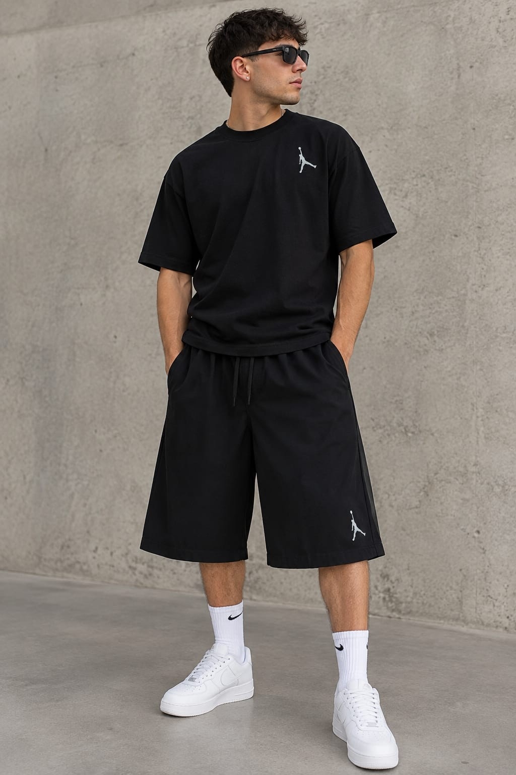 Conjuntos Hombre Lycra Oversize Más Remera Algodón Peinado Logo Chico - Imagen 2