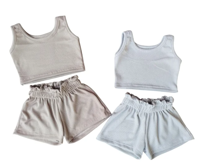 Conjuntos Wafle Nena Musculosa Más Short Campana