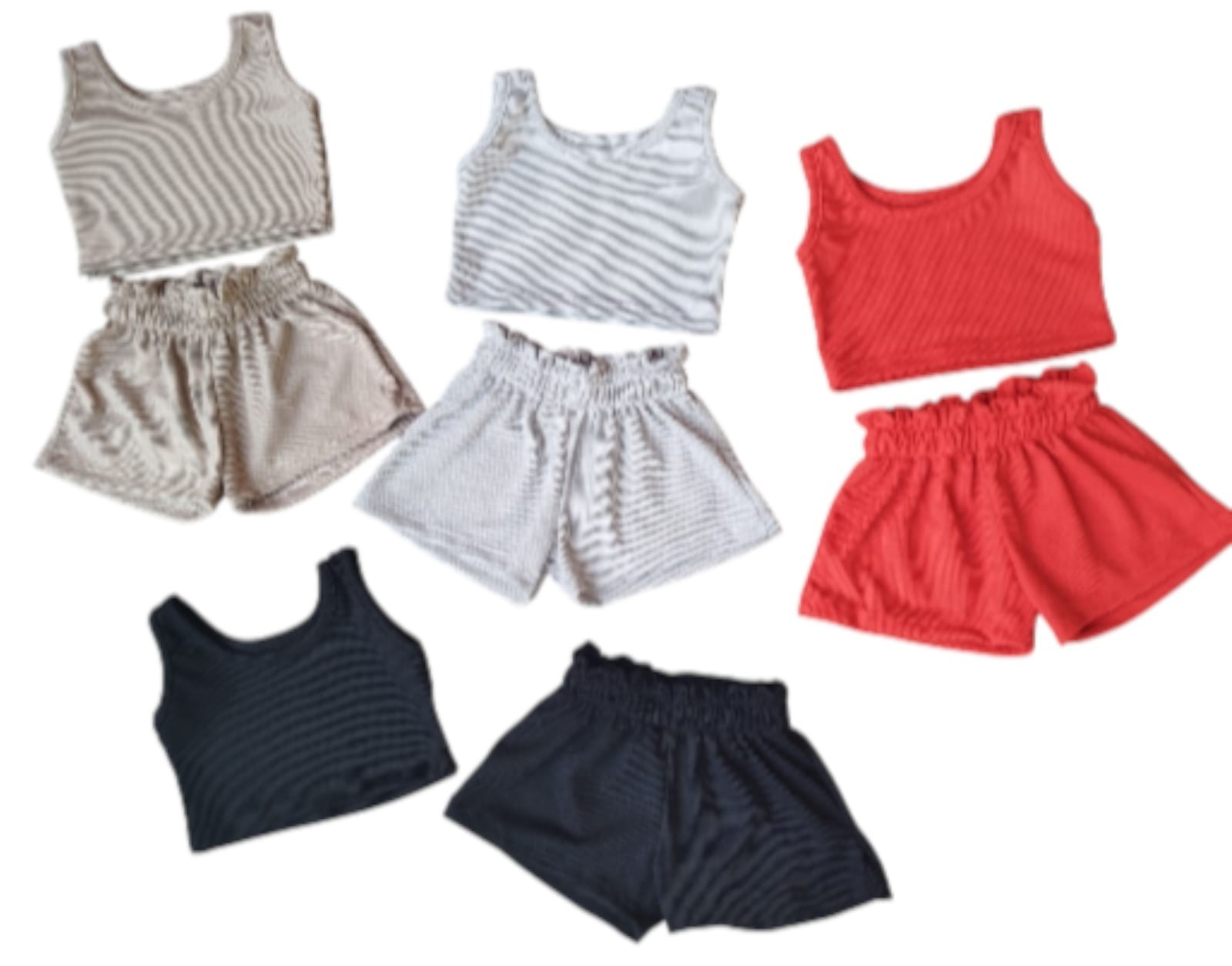 Conjuntos Wafle Nena Musculosa Más Short Campana - Imagen 3