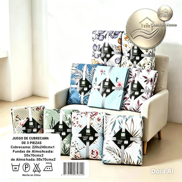Cubrecamas Estampados con Fundas de Almohadas
son de Verano
selladas 
marca Confort