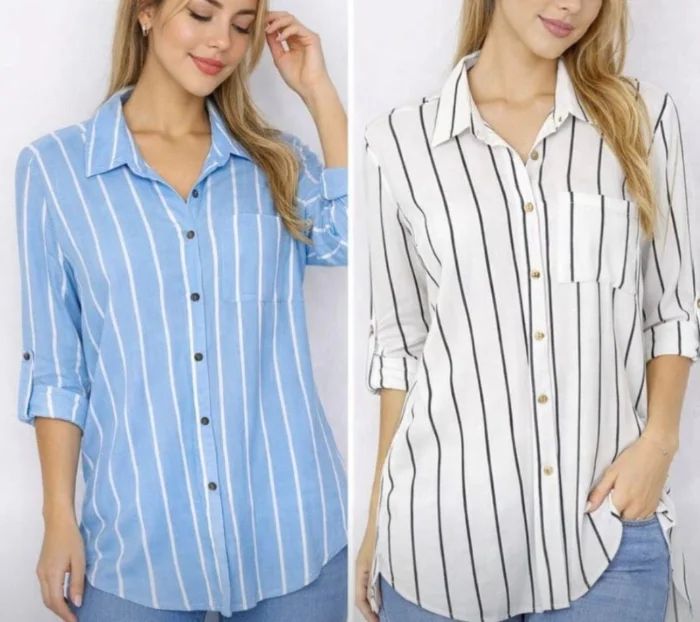 Camisa de Lino Elastizado de Dama