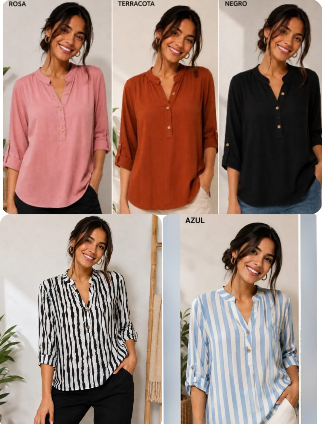 Blusa Cuello Mao de Dama Camisa Cuello de Mujer Camisola - Imagen 3