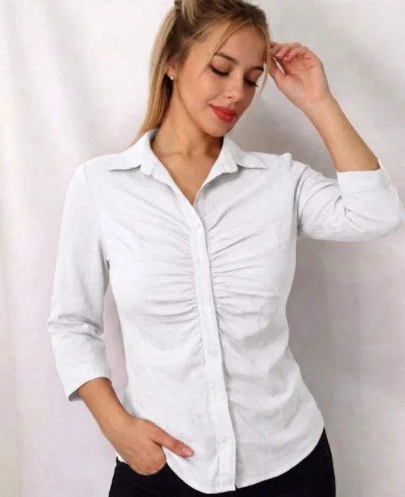 Camisa con Frunce Lino Elástizado