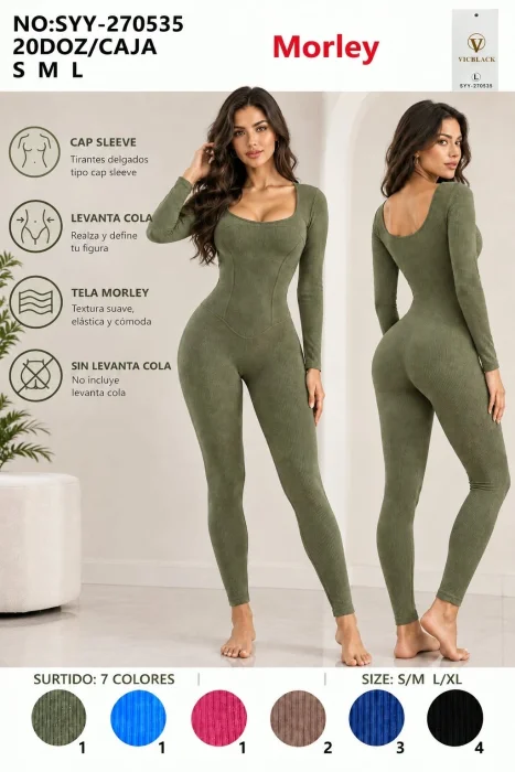Catsuit Morley Prelavado con Mangas Vicblack sin Frunce