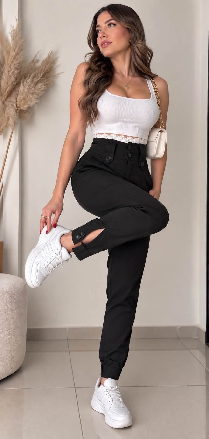 Pantalón con Puntilla y Botones - Imagen 2