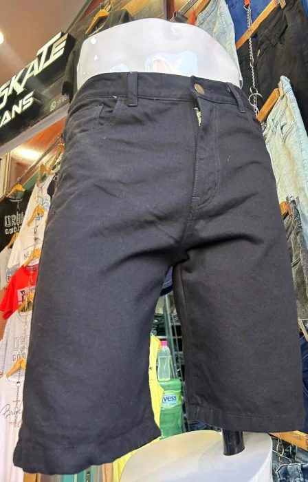 Bermudas Jeans Mom Negro Liso