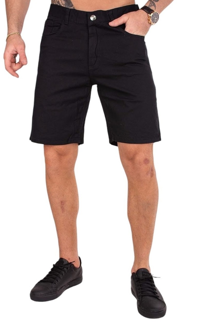 Bermudas Jeans Mom Negro Liso - Imagen 2