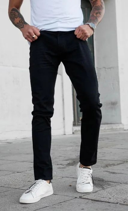 Pantalon Jeans Elastizado Negro Semi Chupin