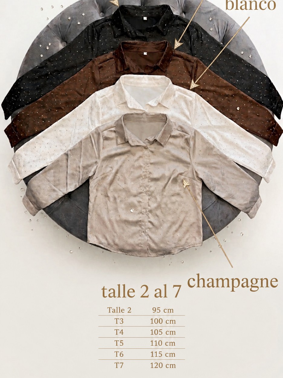 Camisa de Satén Strass Brillo Talles 2 al 7 - Imagen 5