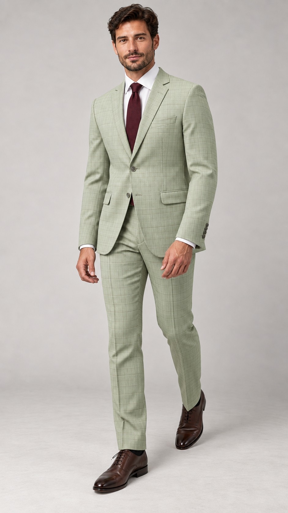 Traje de Hombre 3 Piezas S'100 Verde a  Cuadros - Imagen 4