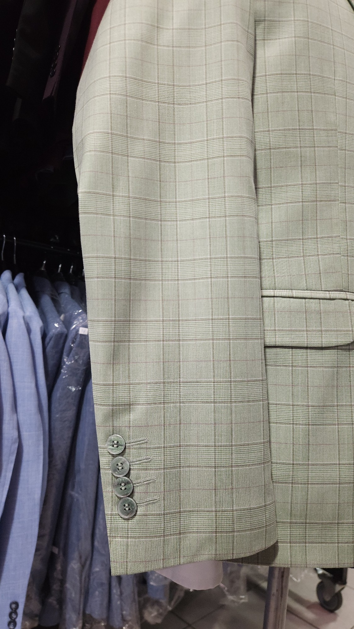 Traje de Hombre 3 Piezas S'100 Verde a  Cuadros - Imagen 7