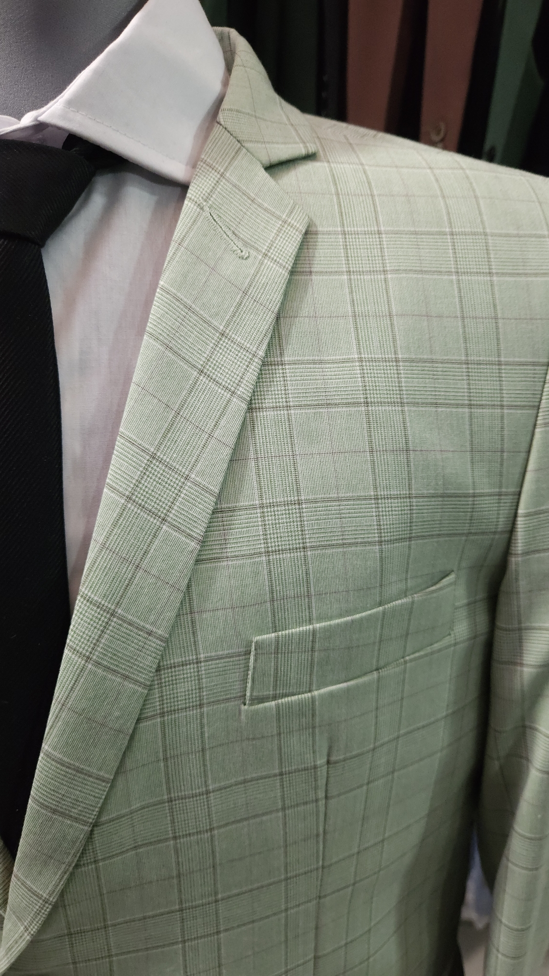 Traje de Hombre 3 Piezas S'100 Verde a  Cuadros - Imagen 6