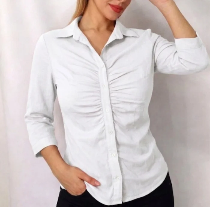 Camisa de Lino con Frunce