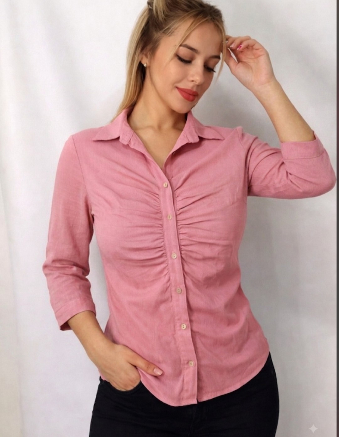 Camisa de Lino con Frunce - Imagen 7
