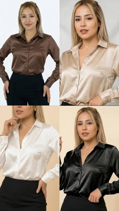 Camisa de Satén con Strass