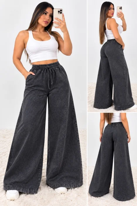 Super Maxi Palazo Jeans Elastisado Excelente Calidad