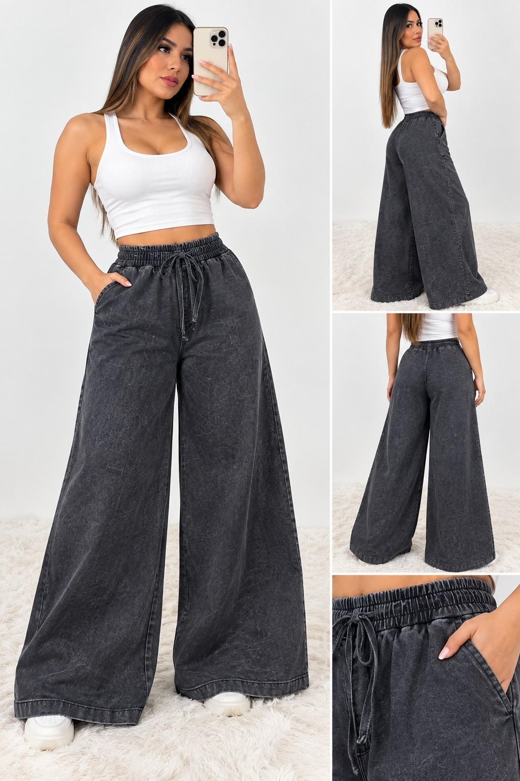 Super Maxi Palazo Jeans Elastisado Excelente Calidad - Imagen 2