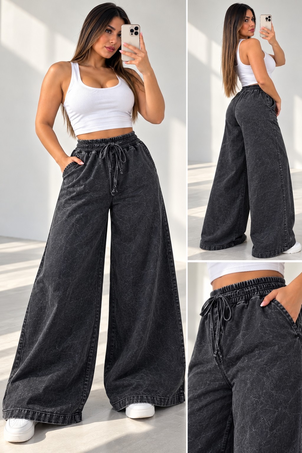Super Maxi Palazo Jeans Elastisado Excelente Calidad - Imagen 3