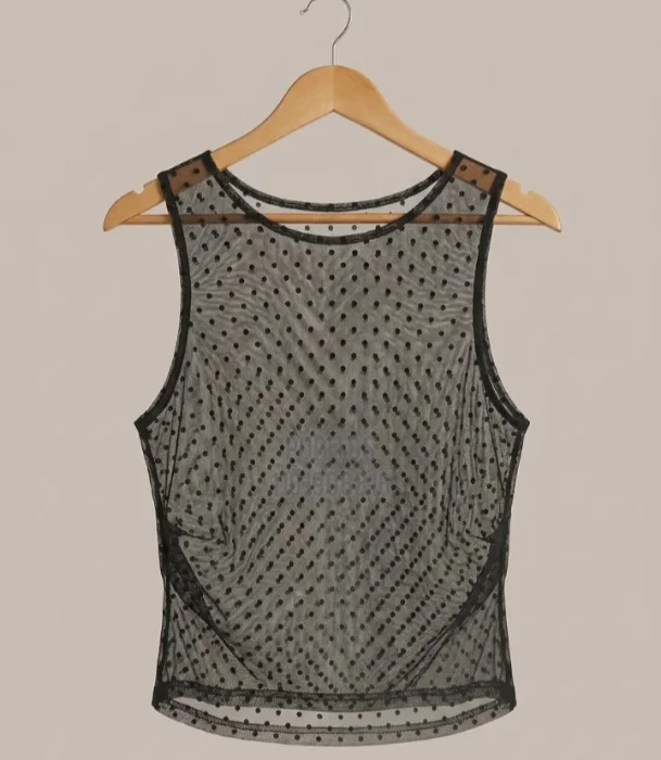 Musculosa Tul Doble Tela Lunares