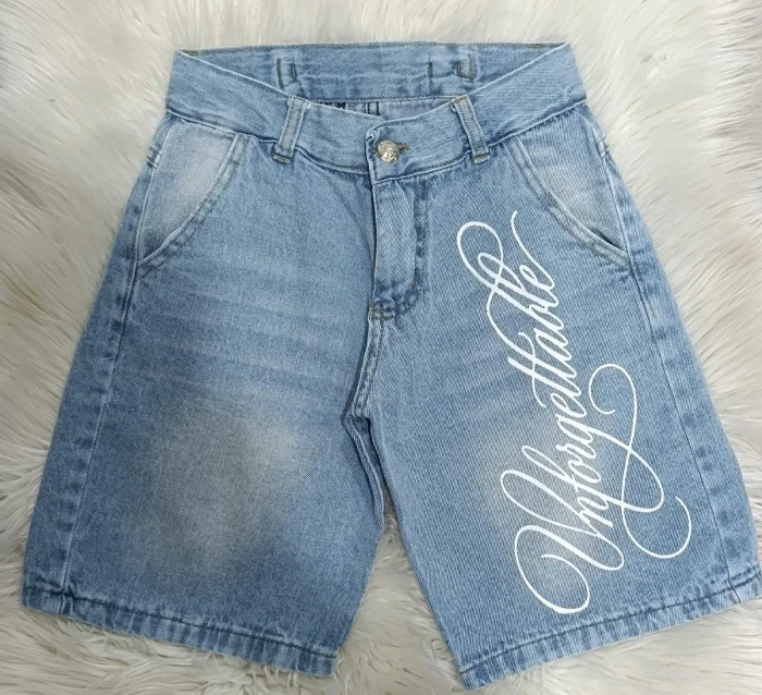 Baggy Celeste con Regulador y Estampado Blanco