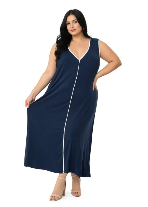 Vestido Largo de Modal Viscosa con Vivo