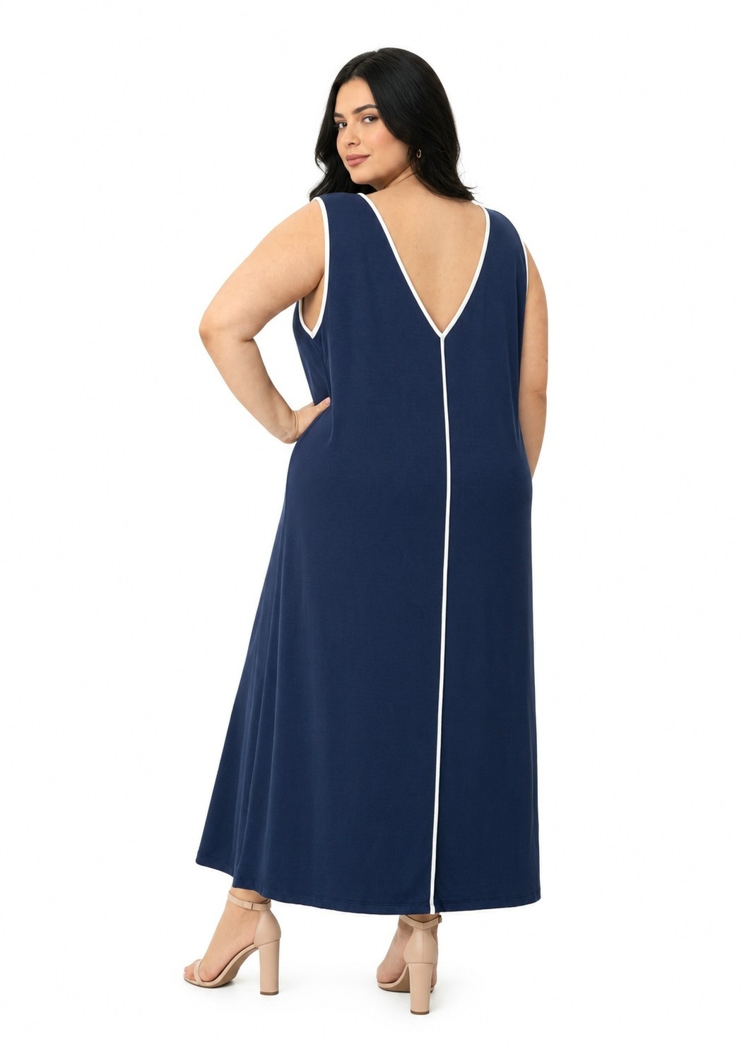 Vestido Largo de Modal Viscosa con Vivo - Imagen 2