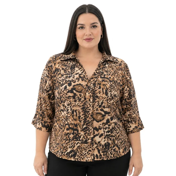 Camisa Corta de Lino Estampado