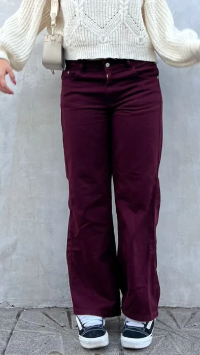Wide Leg Bordo Gabardina Art 151