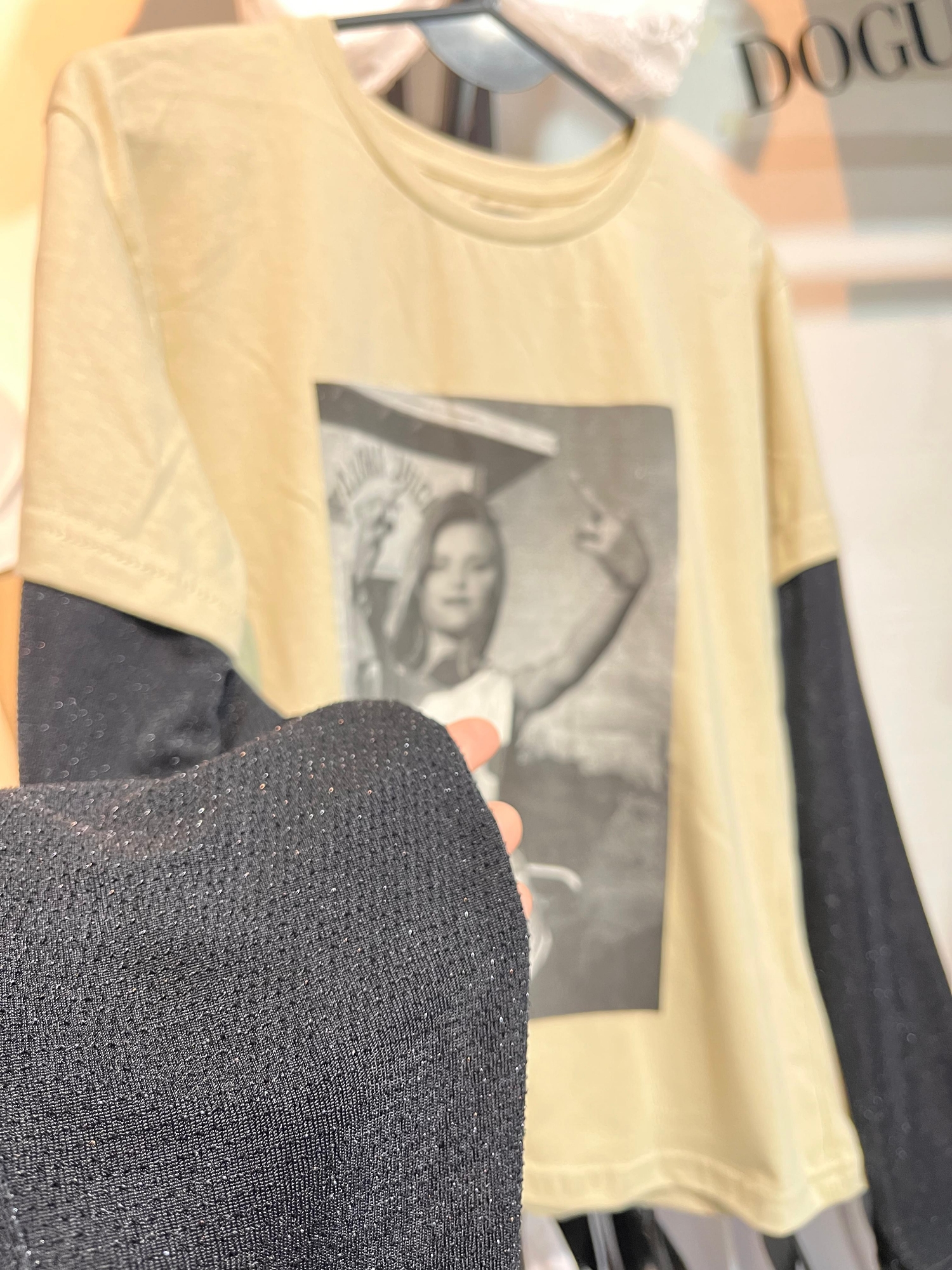 Remera Corte Clásico con Mangas de Tul con Brillo 005 Fy - Imagen 2