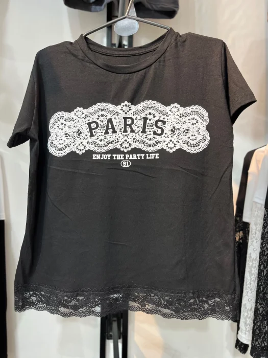 Remera Corte Clásico con Puntilla 0003 Paris