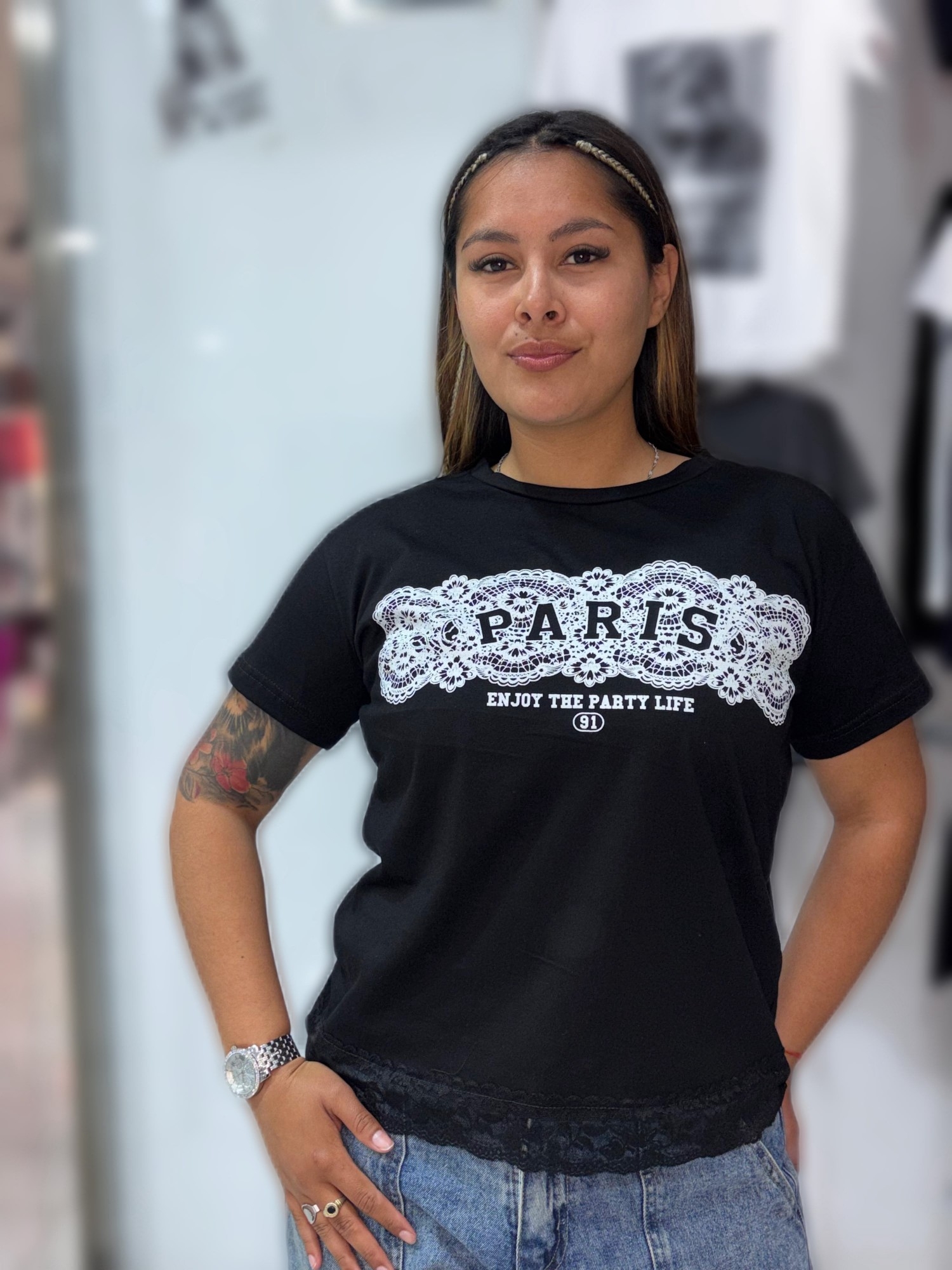 Remera Corte Clásico con Puntilla 0003 Paris - Imagen 3