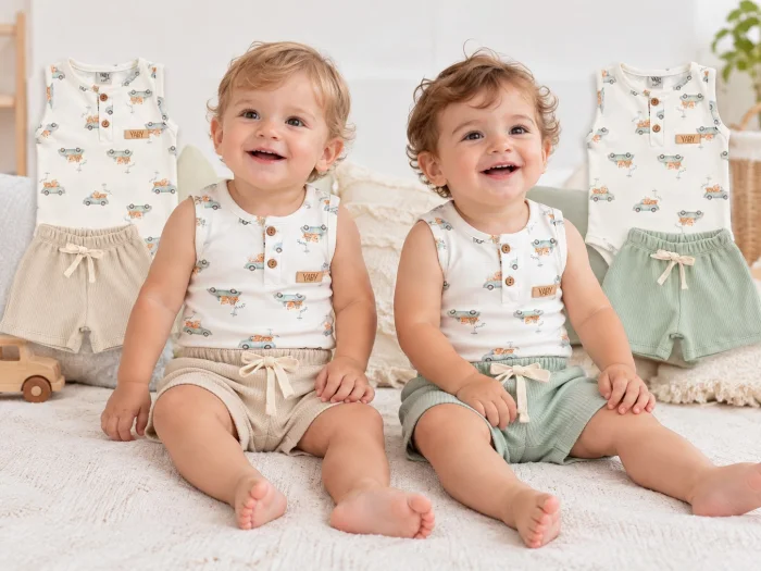Conjunto (body sin Manga + Short Waffle) Yaby T.(0-3/3-6/6-9/9-12/12-18 Meses) Art.27