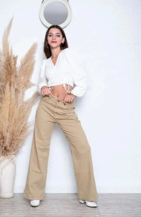 Jean Wide Leg Beige Art 350be