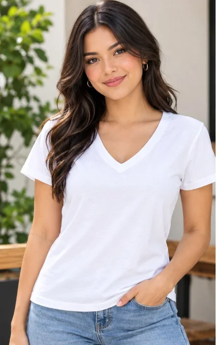 Remera Cuello V de Mujer