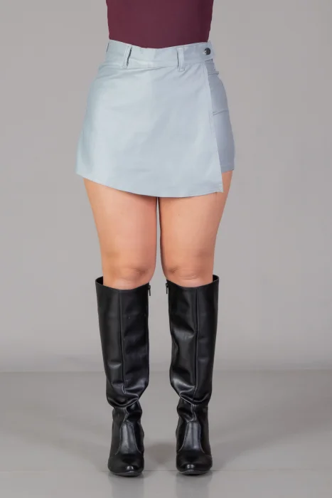 Short Pollera Engomado Excelente Calce Gris Perla