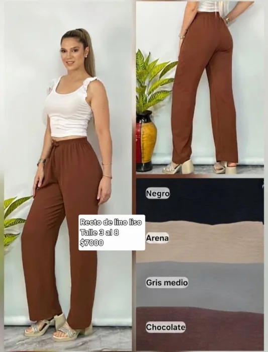 Pantalón Recto en Lino Liso