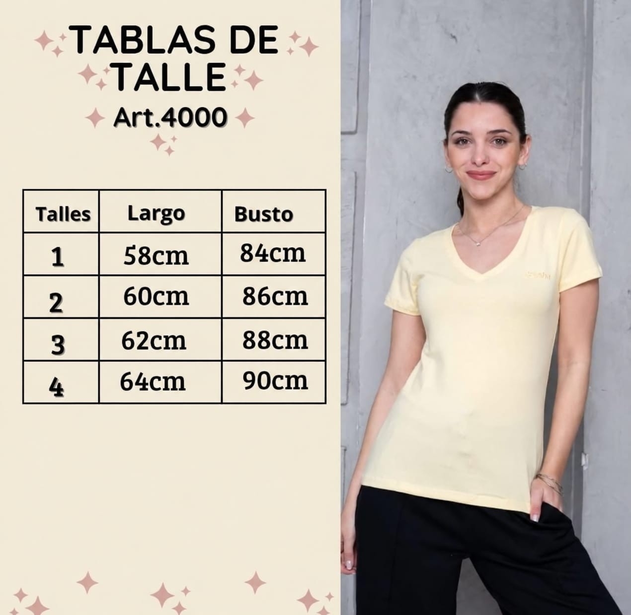 Remeras Básicas Algodón Peinado Escote V - Imagen 3