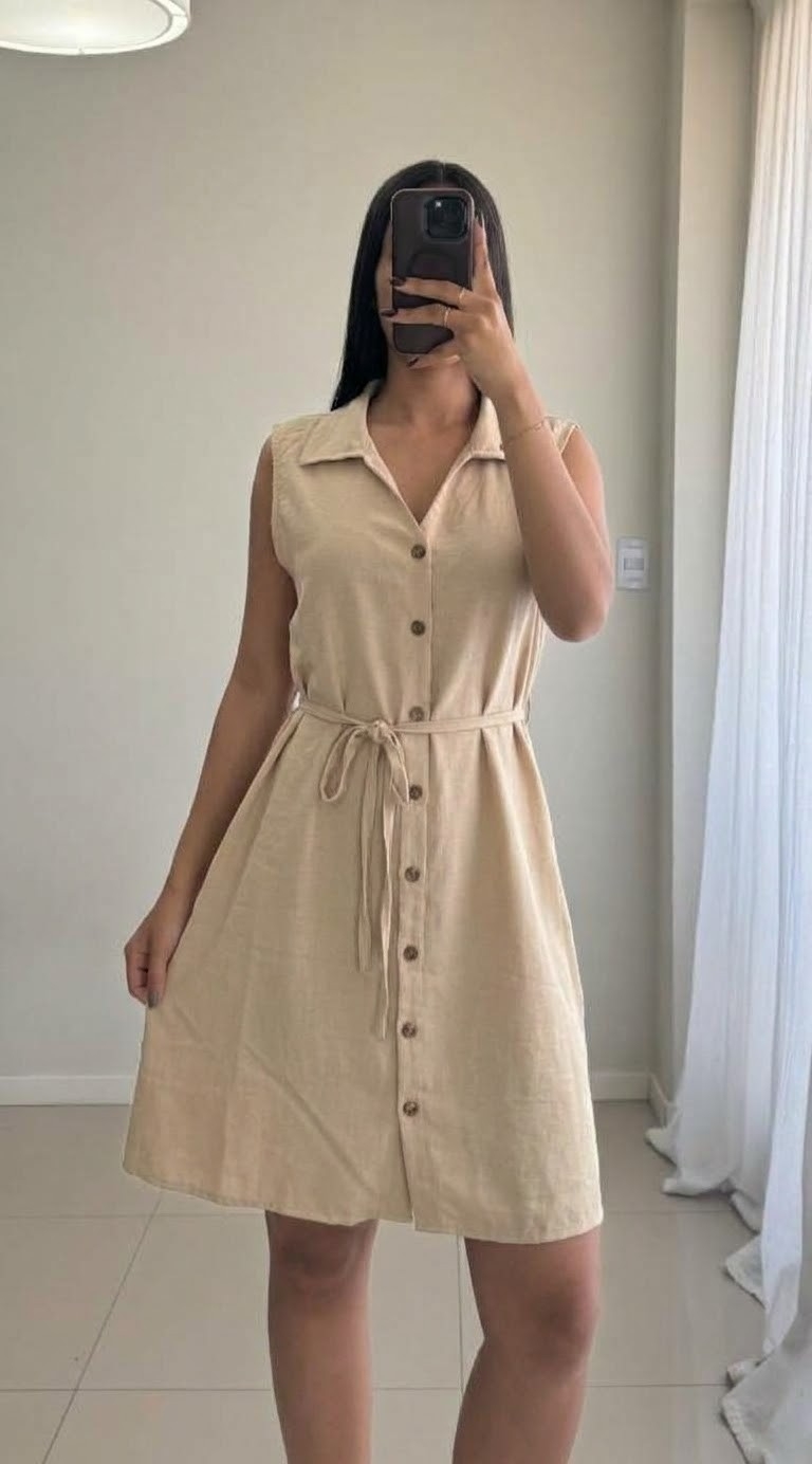 Vestido Camisero Liso - Imagen 2