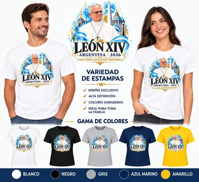 Remeras Algodón C/estampa del Papa Xiv