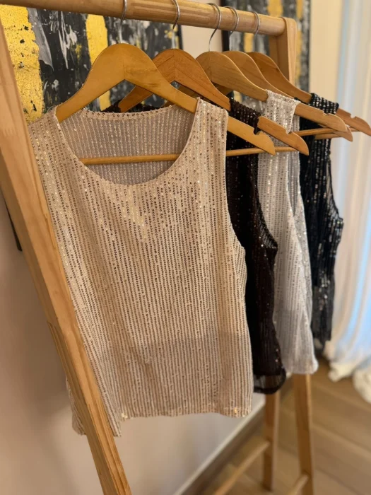 Musculosa de Lentejuelas Forrada Gardenier